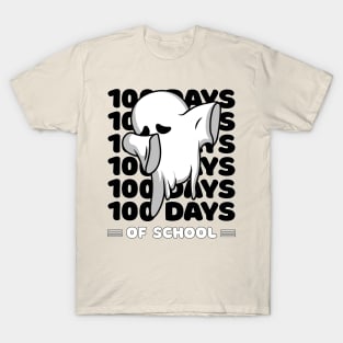 100 Days of school typography featuring a Cute Dabbing ghost #3 T-Shirt